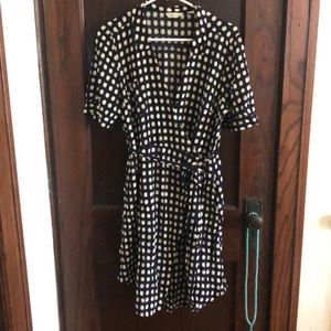 Anthro blue dot wrap dress 11.1 TYLHO